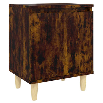 Mesitas De Noche 2 Uds Patas Madera Roble Ahumado 40x30x50 Cm_3