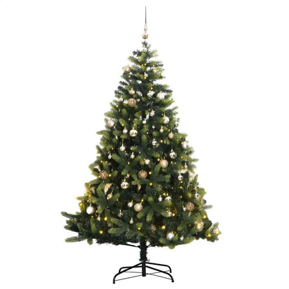 Vidaxl Árbol De Navidad Artificial Con Bisagras 150 Led Y Bolas 150 Cm_0