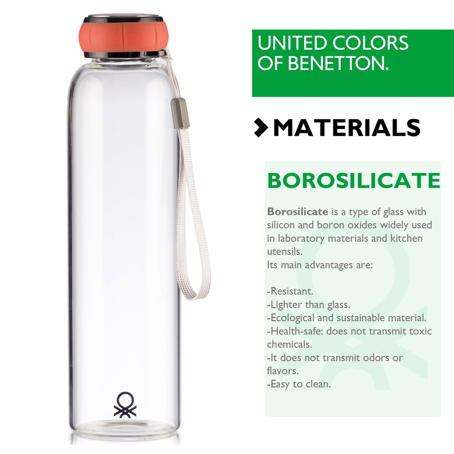 Set De 3 Unidades De Botella De Agua 550ml Borosilicato Tapa Roja Casa Benetton_2