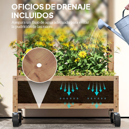 Outsunny Juego De 2 Jardineras Con Enrejado Metálico 52x25x97 Cm Natural_4