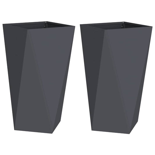 Jardinera 2 Pcs Antracita 40 X 40 X 75 Cm Acero_0