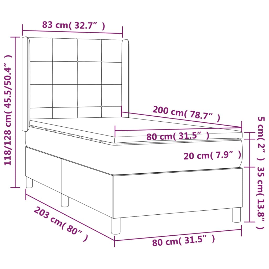 Cama Vica Home Colchón Y Luces Led Tela Crema 80x200 Cm / Vetonek_3