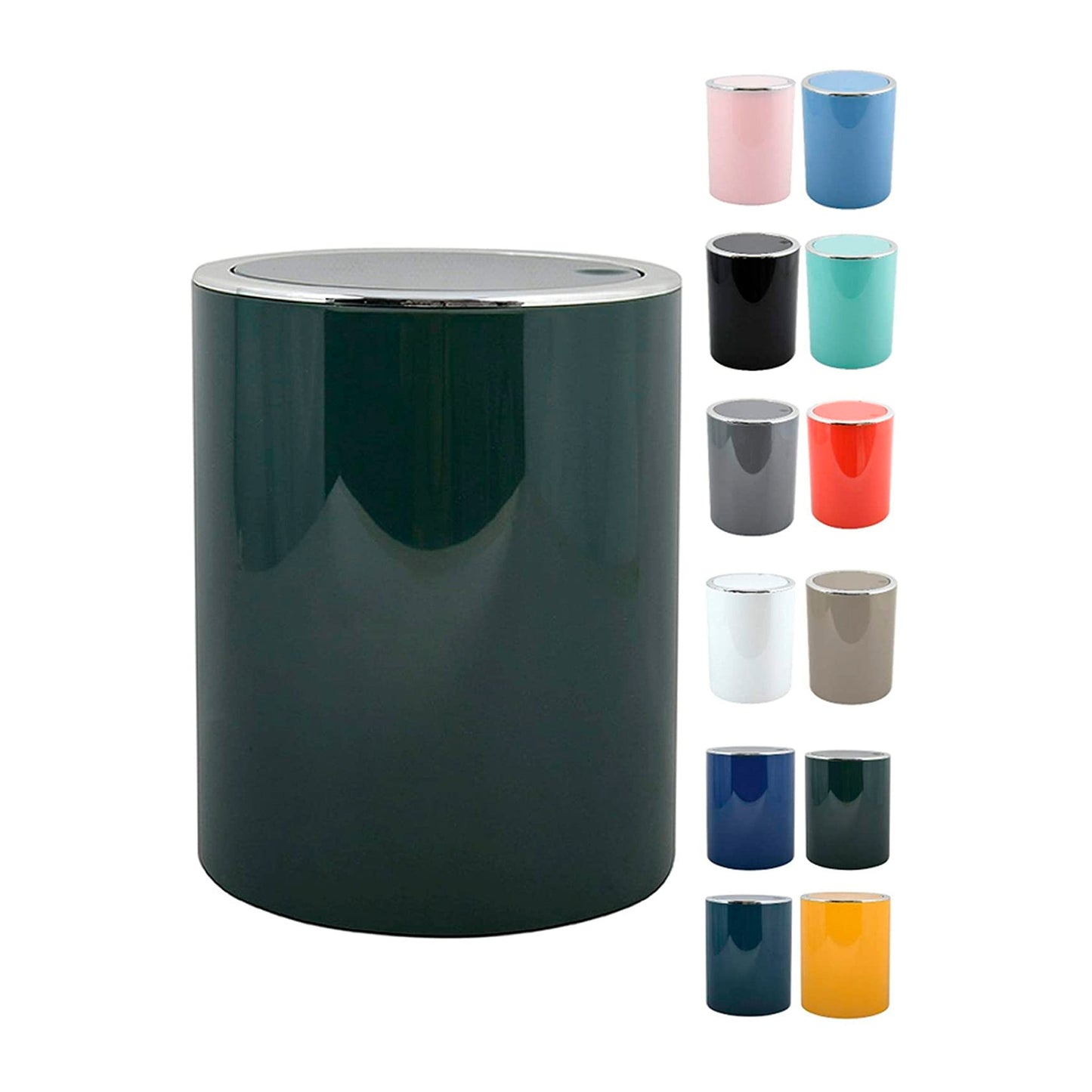 Cubo De Basura Msv 6l kamaka De Plastico En Color Verde Oscuro 20,7 X 22 X 28,1 Cm_0