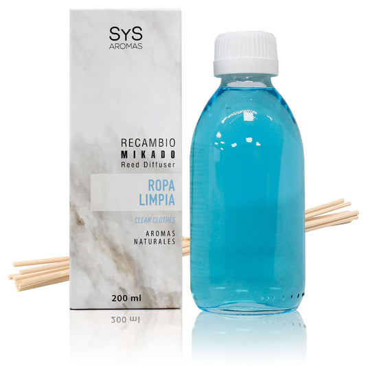 Recambio Mikado Ropa Limpia Mármol SYS Aromas 200 ml | Con Palos | Aroma Fresco y Limpio | Relajante_0