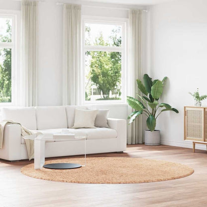 Vidaxl Alfombra Peluda De Pelo Largo Navarra Beige 240x240cm Poliéster_1