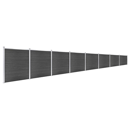 Juego De Paneles De Valla Wpc Negro 1391x186 Cm / Vetonek_5
