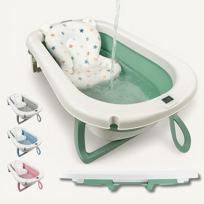 Bathby Bañera Plegable Verde Para Bebés, Cojín Reductor, Termómetro, Patas Antideslizantes (verde Pastel)_0