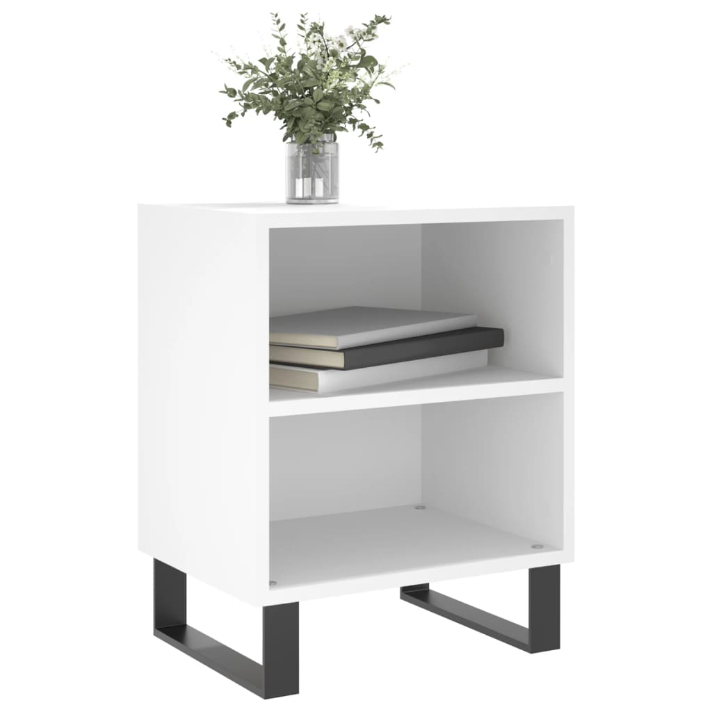 Mesita De Noche Madera De Ingeniería Blancp 40x30x50 Cm_1