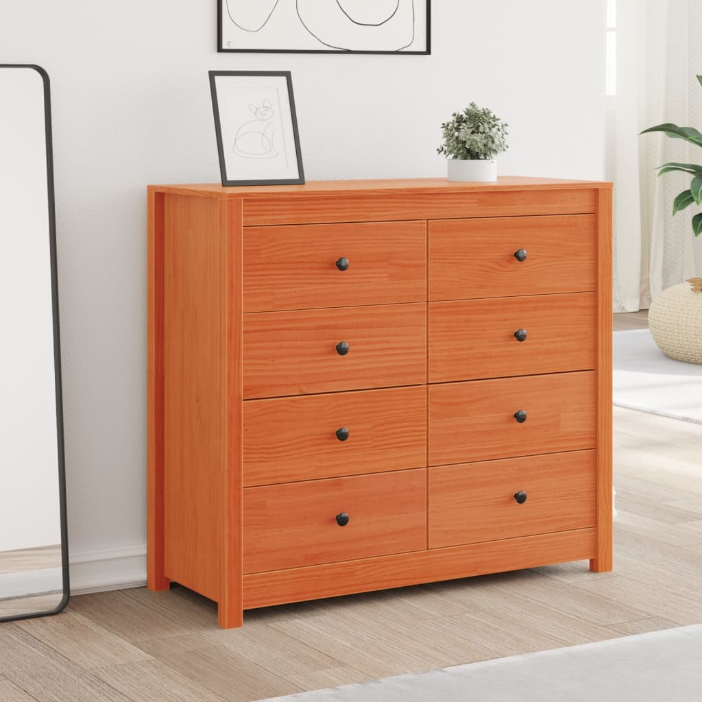 Armario Auxiliar Madera Maciza De Pino Marrón Cera 100x40x90 Cm / Vetonek_0