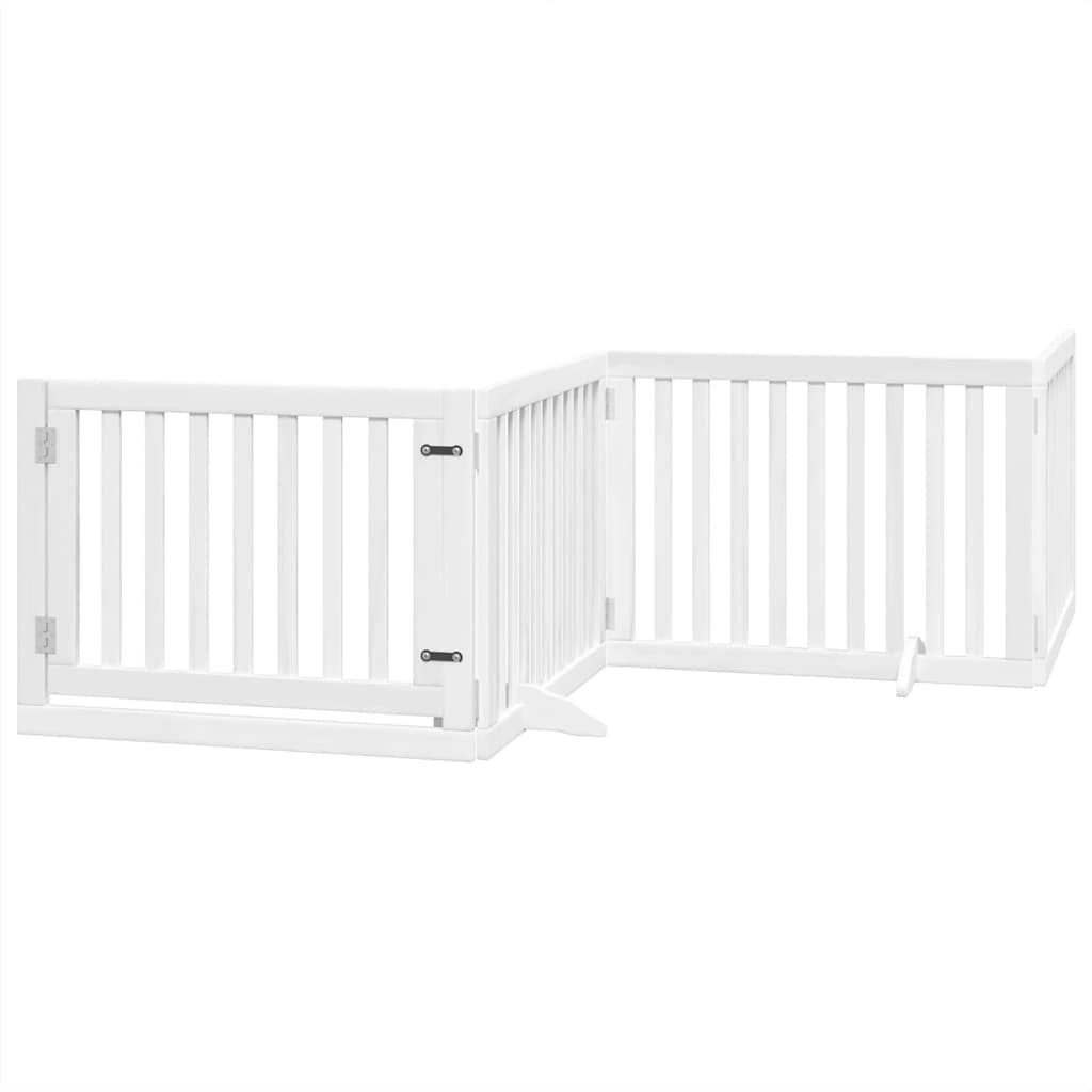 Vidaxl Puerta De Perros Plegable 6 Paneles Madera Álamo Blanca 480 Cm_0