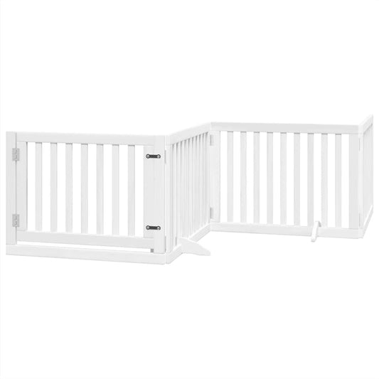 Vidaxl Puerta De Perros Plegable 6 Paneles Madera Álamo Blanca 480 Cm_0