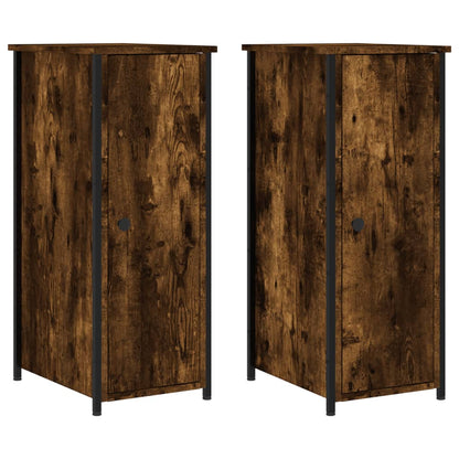 Mesitas Noche 2 Uds Madera Ingeniería Roble Ahumado 32x42x80 Cm_0