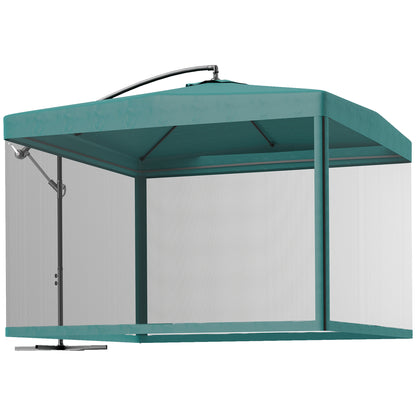Outsunny Parasol Excéntrico Ø295 Cm Con Ángulo Ajustable Base Cruzada Verde_0