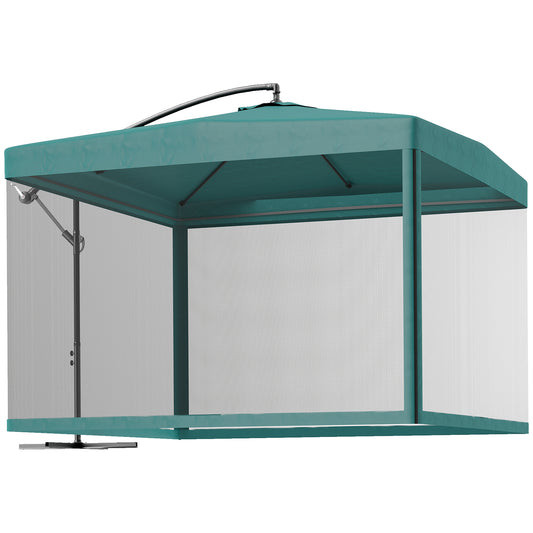 Outsunny Parasol Excéntrico Ø295 Cm Con Ángulo Ajustable Base Cruzada Verde_0