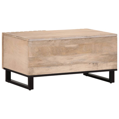 Mesa De Centro De Madera Maciza De Mango Blanca 80x51x40 Cm_2