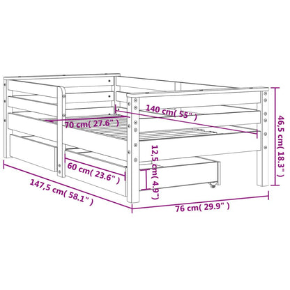 Vidaxl Estructura De Cama Para Niños Con Cajones Madera Pino 70x140 Cm_2