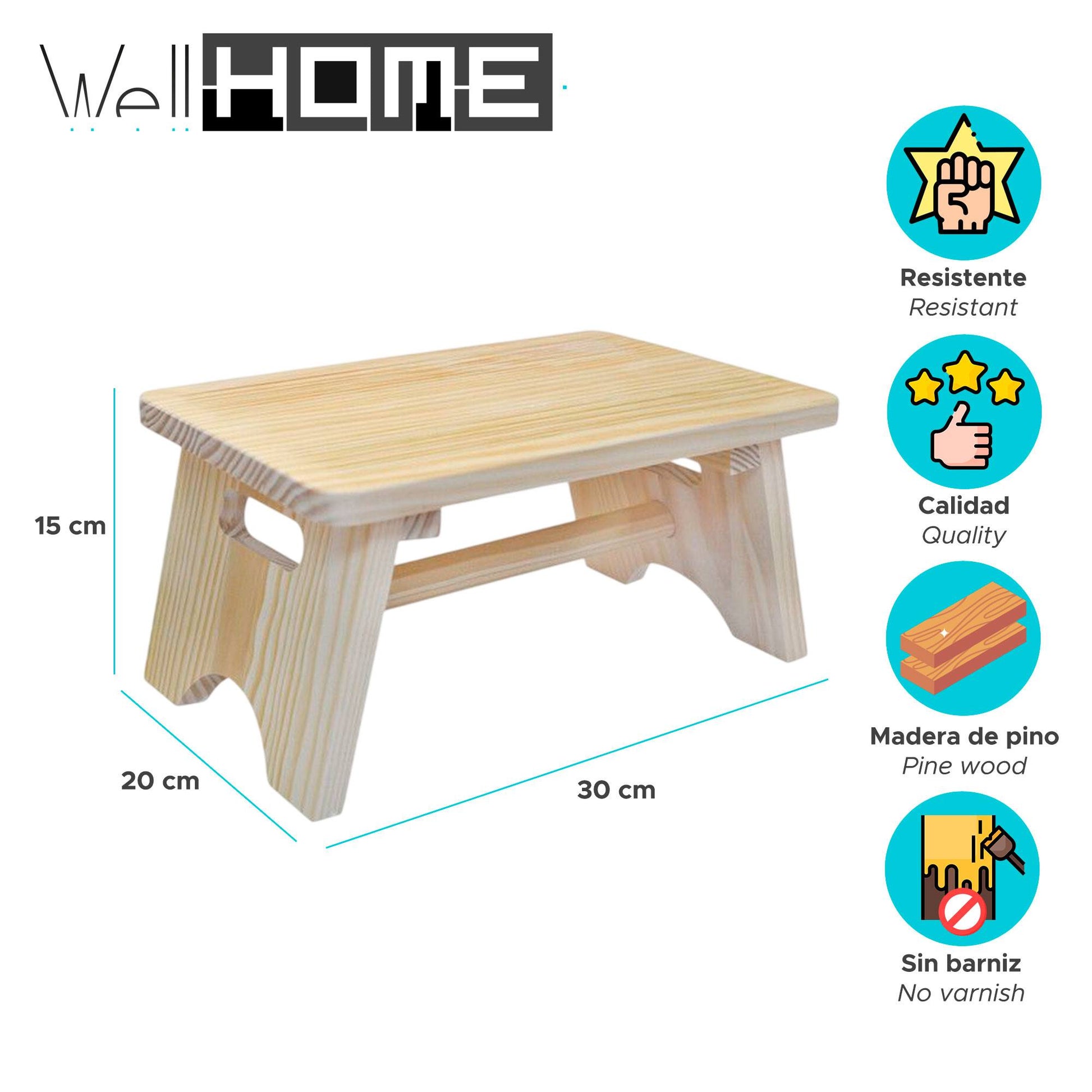 Well Home - Taburete Multifunción 'ara' Desmontable Sin Barniz_1