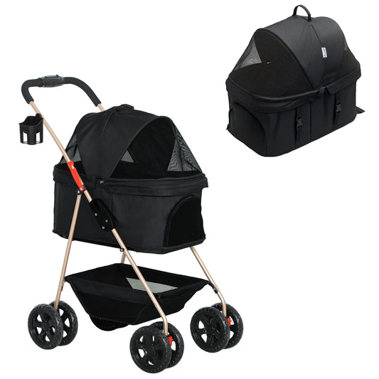 Pawhut Carrito Para Perros Plegable 3 En 1 Con Cesta De Almacenaje 76x50x102 Cm_0