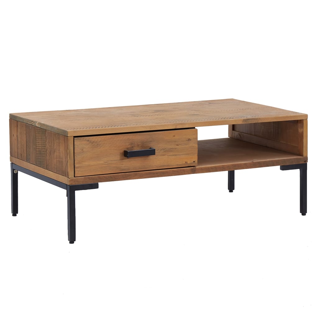 Mesa De Centro Madera Maciza De Pino 90x50x35 Cm_0