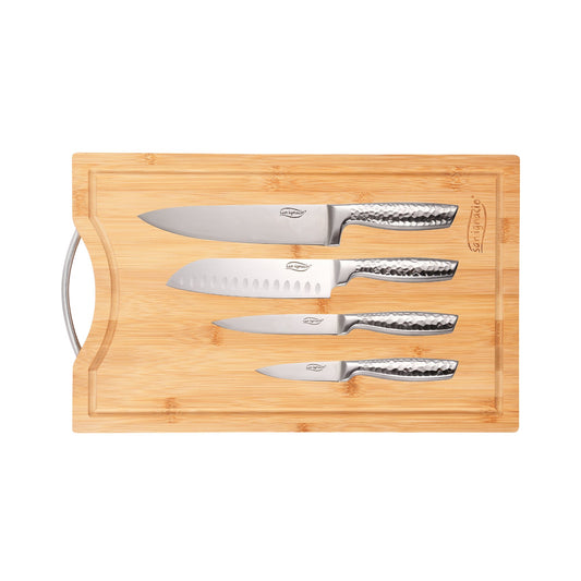Set De 4 Cuchillos De Cocina Y Tabla De Cortar De Bambú San Ignacio_0