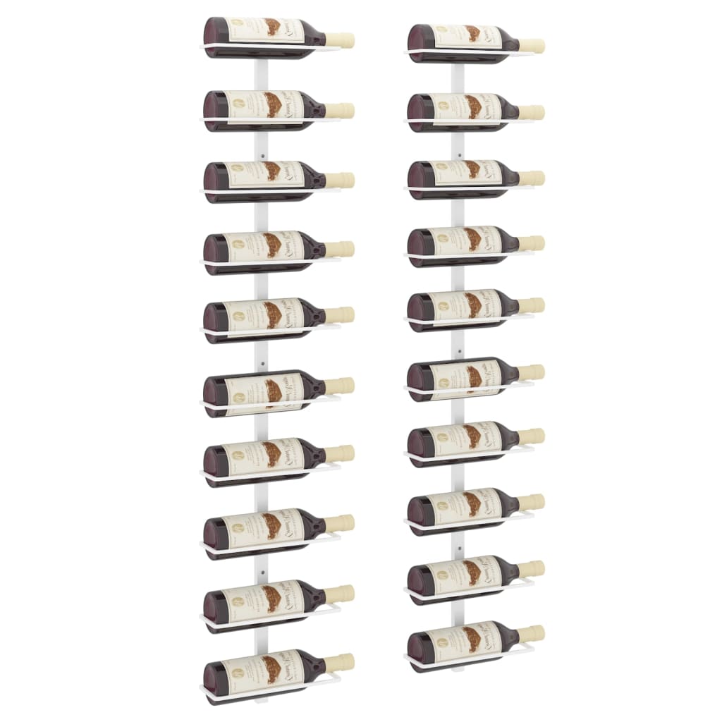 Botellero De Pared Para 10 Botellas 2 Unidades Metal Blanco_2