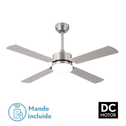 Ventilador 18w Dc Hupe Niquel 4 Asp.6 Vel.107d Remoto,memoria Y Temp.3000-4000-6000k_0