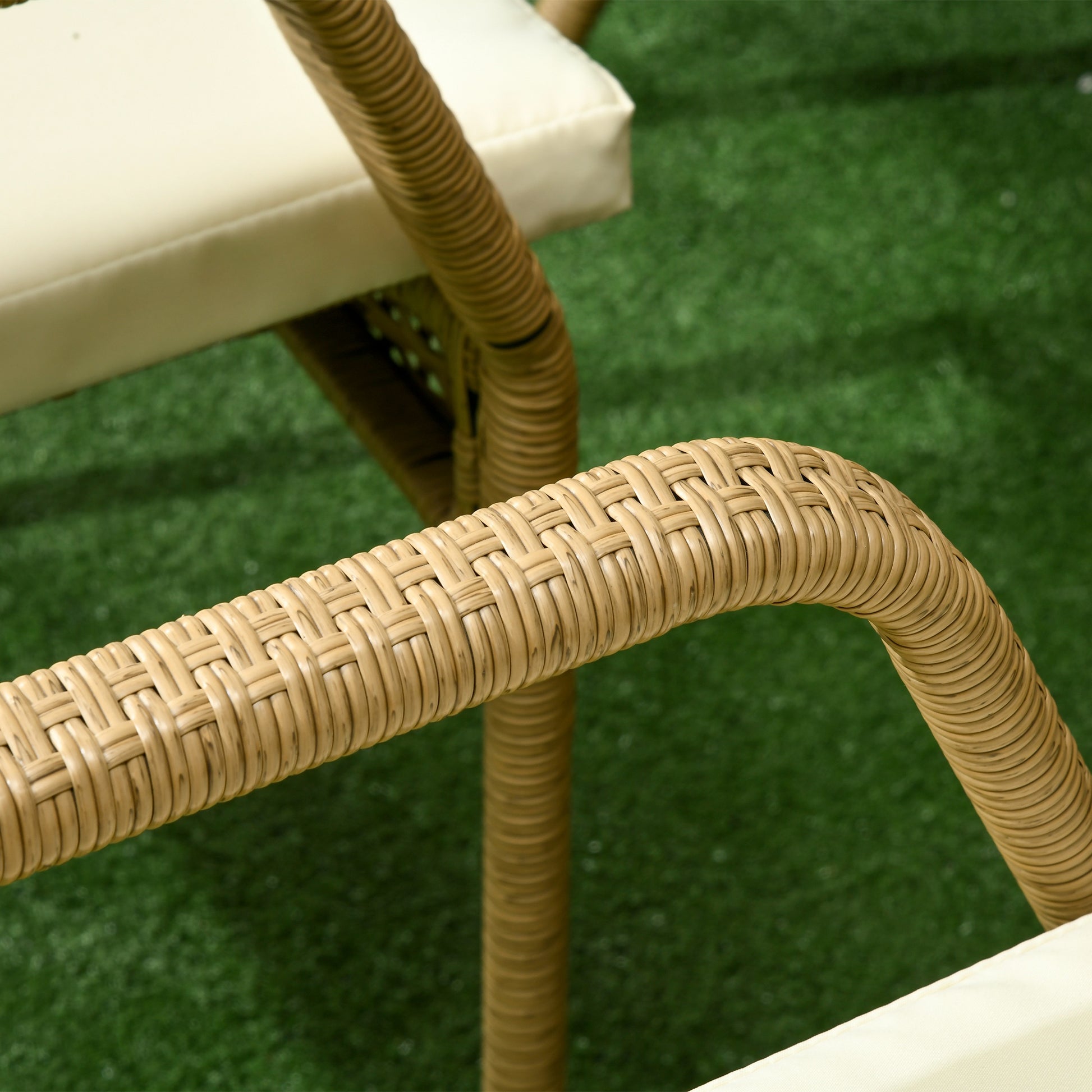 Outsunny Conjunto De Muebles De Ratán Pe Con Mesa De Centro Y 6 Sillas Apilables_4