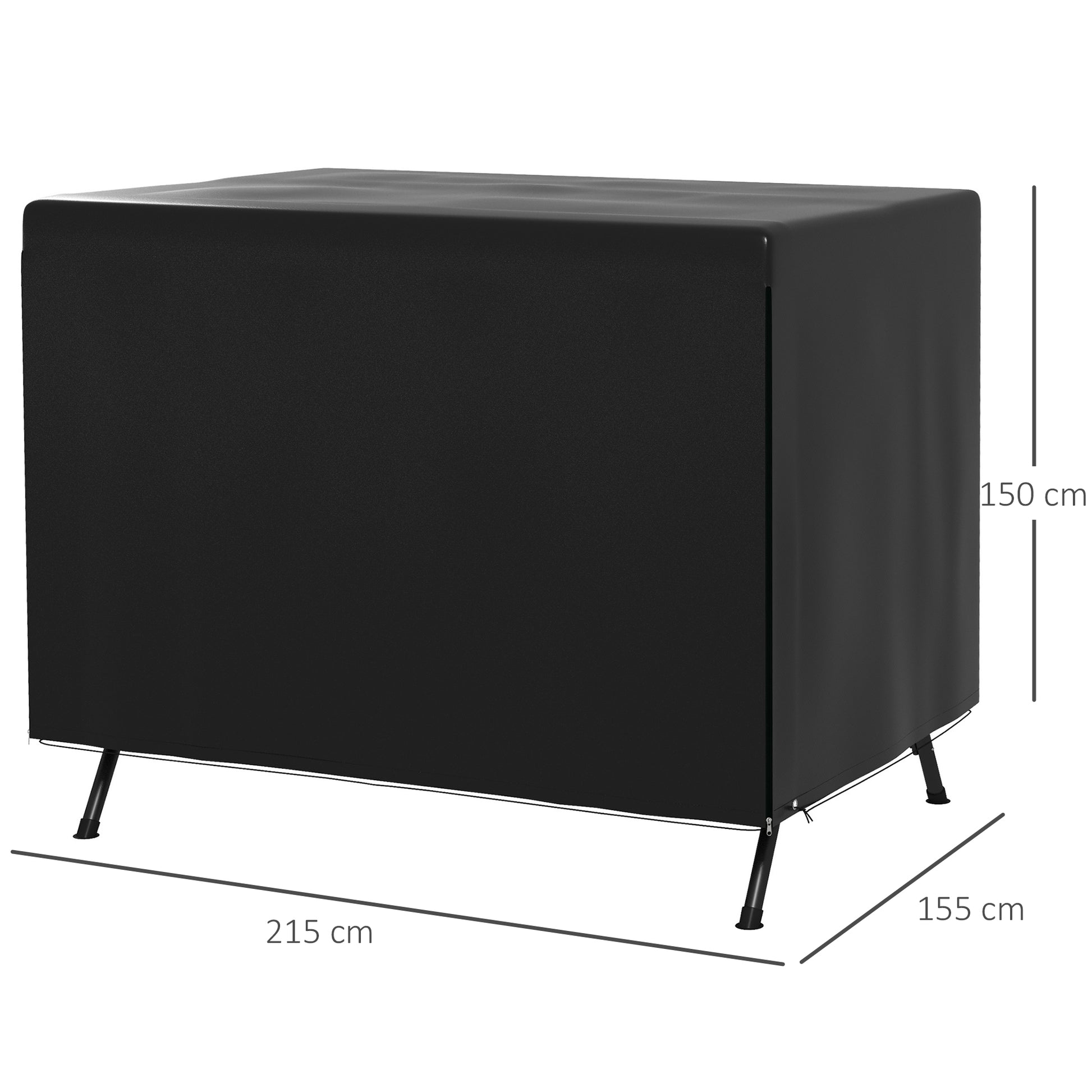 Outsunny Funda Balancín Jardín Con Cremallera 215x155x150 Cm Negro_2