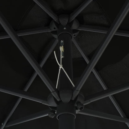 Vidaxl Sombrilla De Jardín Con Luces Led Palo De Aluminio Negra 270 Cm_4