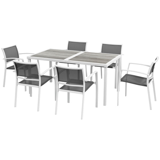 Outsunny Conjunto De Comedor De Exterior Con 1 Mesa Y 6 Sillas Apilables Gris_0
