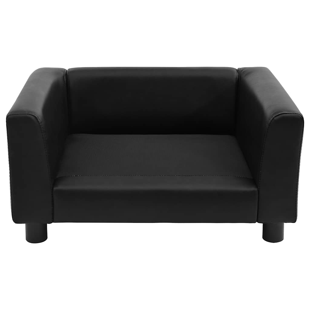 Vidaxl Sofá Para Perros Felpa Y Cuero Sintético Negro 60x43x30 Cm_3