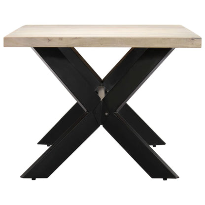 Mesa De Comedor Madera Maciza De Mango Blanqueada 140x70x75 Cm_1
