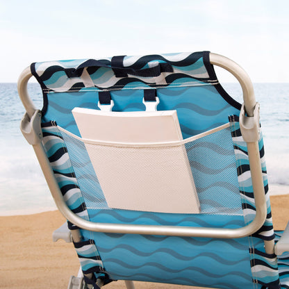 Aktive Pack 2 Sillas Plegables Playa 50x58x80 Cm Aruba 5 Posiciones Con Cojín Y Bolsillo Trasero_4