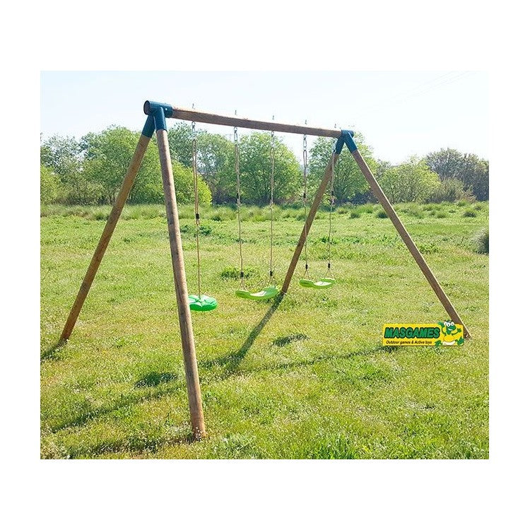 Columpio Doble De Madera Redonda Masgames Kibo Xl Plus._5