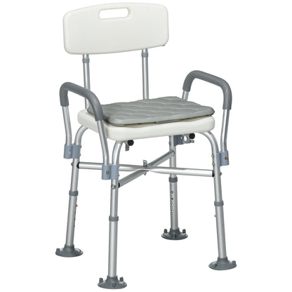 Homcom Silla Ducha Personas Mayores Con Respaldo Y Reposabrazos Gris_0