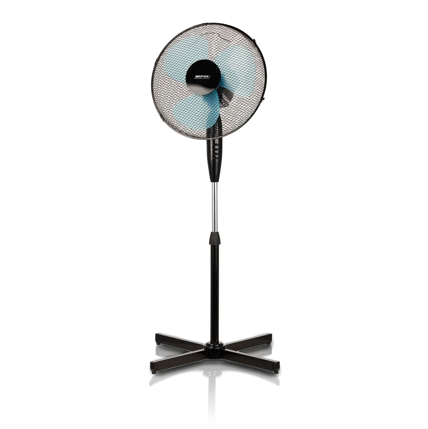 Ventilador Pie Oscilante 42 Cm, 3 Velocidades, Altura Ajustable, Función Bloqueo Oscilación, Silencioso Mpm Mwp-17, Negro