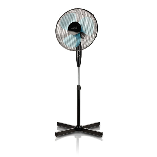 Ventilador Pie Oscilante 42 Cm, 3 Velocidades, Altura Ajustable, Función Bloqueo Oscilación, Silencioso Mpm Mwp-17, Negro