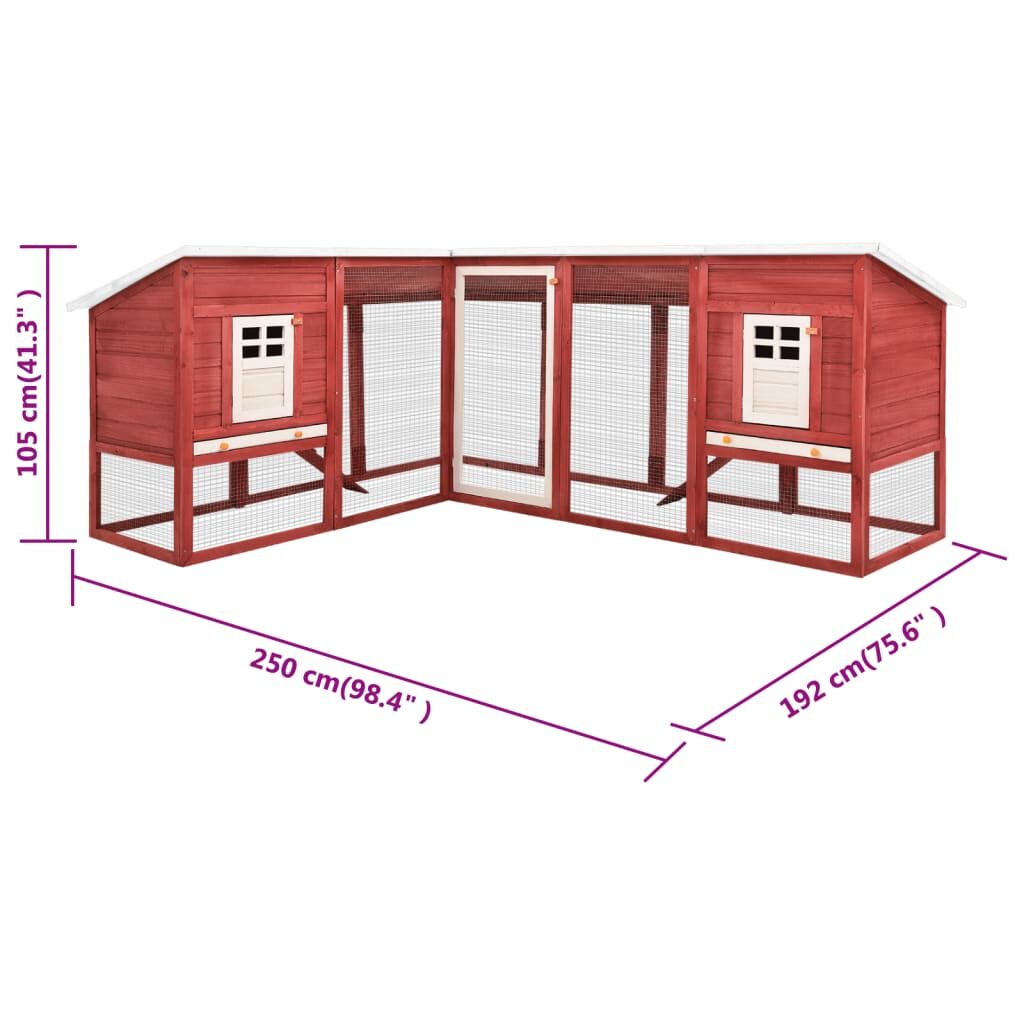 Vidaxl Conejera De Exterior Con Corredor Madera De Abeto Rojo Y Blanco_2