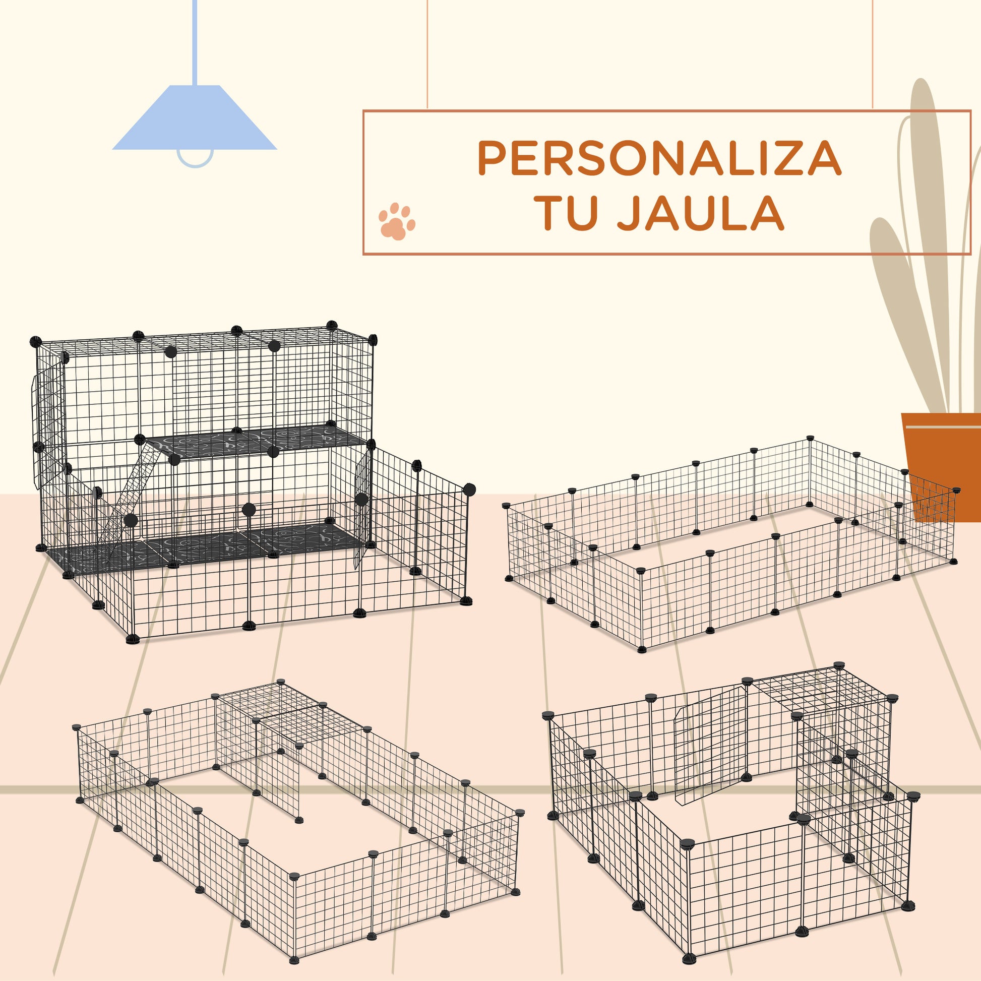Pawhut Valla Para Animales Pequeños Diy Con 24 Paneles Para Conejos 105x105x70cm_3