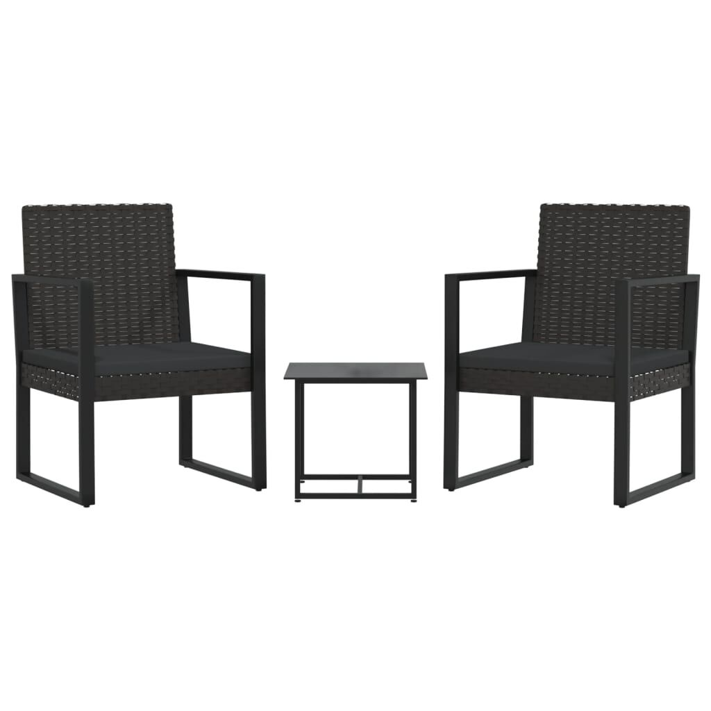 Vidaxl Set De Muebles De Jardín 3 Pzas Y Cojines Ratán Sintético Negro_0