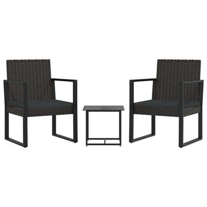 Vidaxl Set De Muebles De Jardín 3 Pzas Y Cojines Ratán Sintético Negro_0