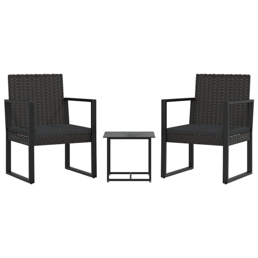 Vidaxl Set De Muebles De Jardín 3 Pzas Y Cojines Ratán Sintético Negro_0