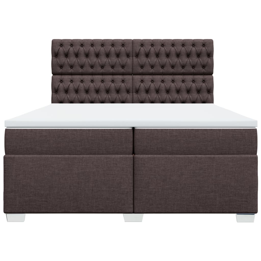 Cama Box Spring Con Colchón Tela Marrón Oscuro 200x200 Cm / Vetonek_3