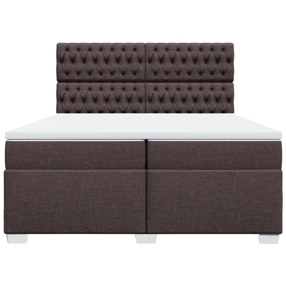 Cama Box Spring Con Colchón Tela Marrón Oscuro 200x200 Cm / Vetonek_3