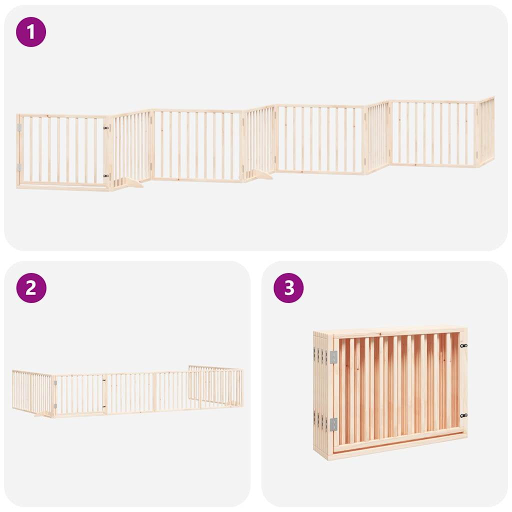 Vidaxl Puerta Para Perros Plegable 8 Paneles Madera De Álamo 640 Cm_3