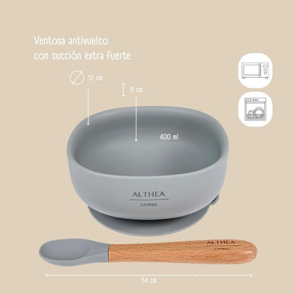 Vajilla De Silicona Orgánica - 4 Piezas - Gris Perla._4