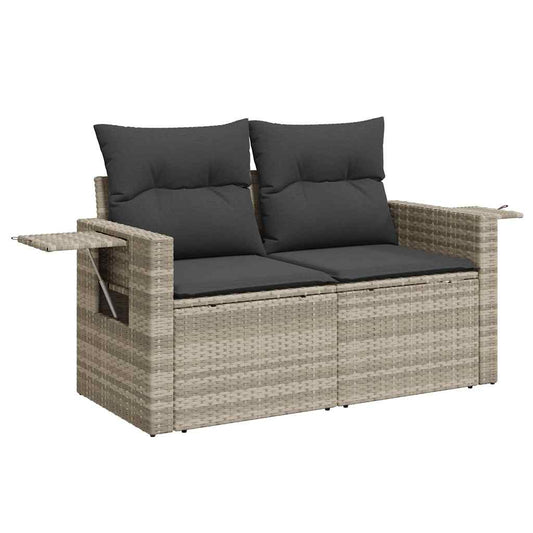Set Muebles Jardín 9 Pzas Y Cojines Ratán Sintético Gris Claro / Vetonek_0