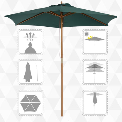 Outsunny Sombrilla De Jardín Ø250x230 Cm Con Poste Desmontable Verde_3
