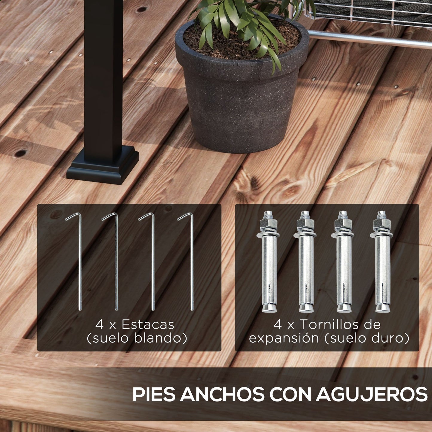Outsunny Pérgola De Pared 297x211x220 Cm Con Techo Retráctil Para Patio Gris_5