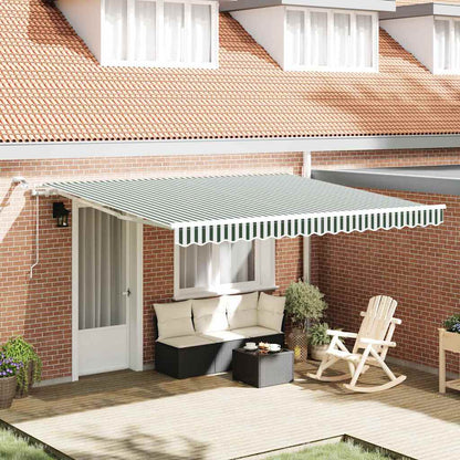 Toldo Retráctil Verde Y Blanco 400 X 300 Cm Poliéster_1